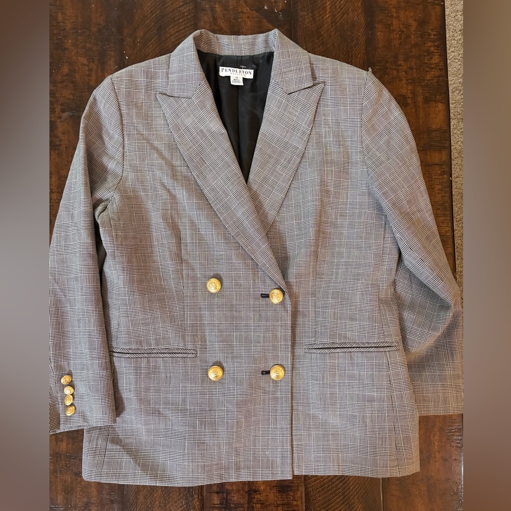 Pendleton Plaid Double Breasted Blazer Jacket In … - image 1